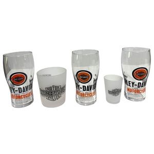 Harley Davidson Trademark Beer Bar Glasses Shot Glass and Rocks Glass Bundle